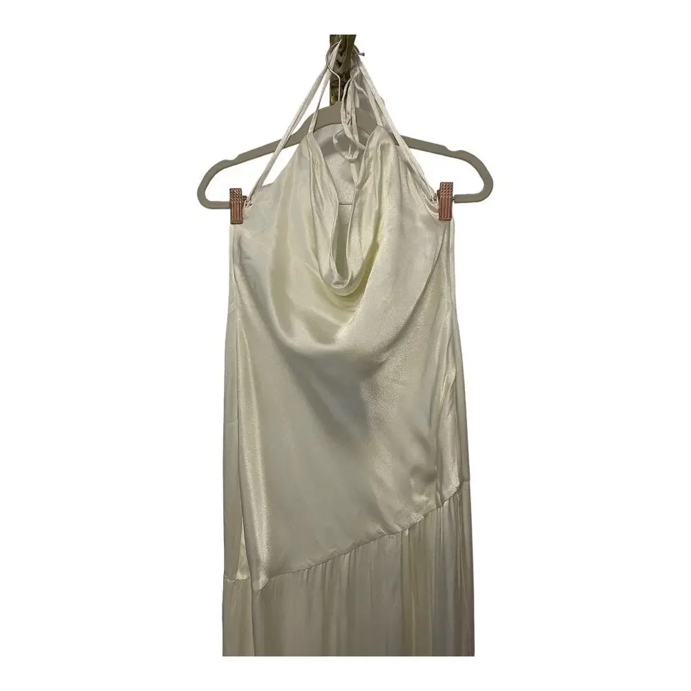 Michael Costello Cecelia Gown Satin Cowl Neck Formal Wedding Gala Party Prom XS